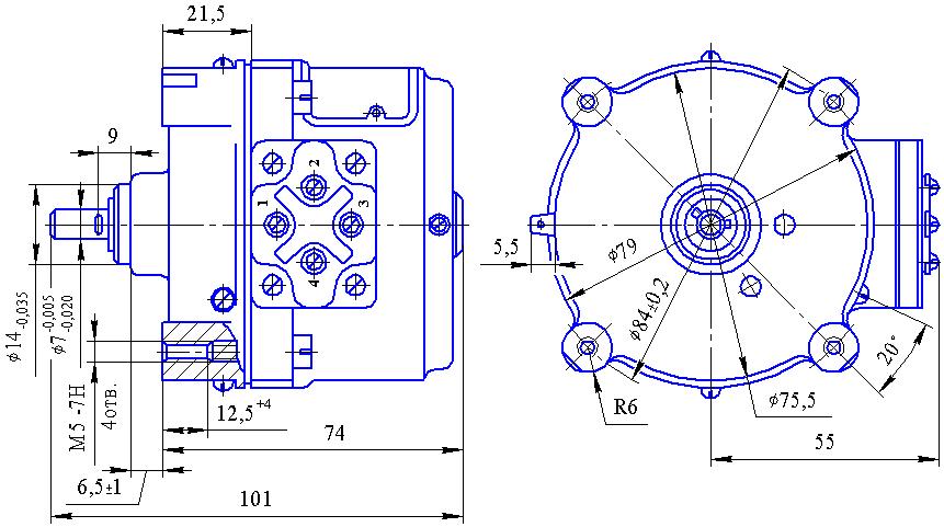 RD 09 gabarity Электродвигатель асинхронный реверсивный с встроенным редуктором РД-09